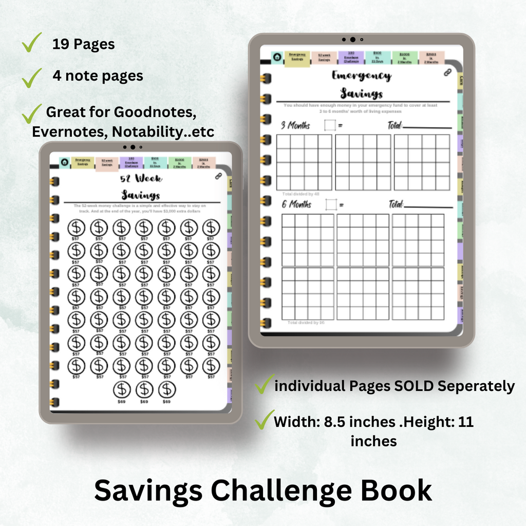 Digital Savings Challenge Book | Savings Tracker