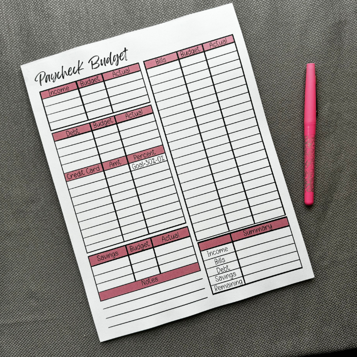 Paycheck Budget  Pad/ Notebook