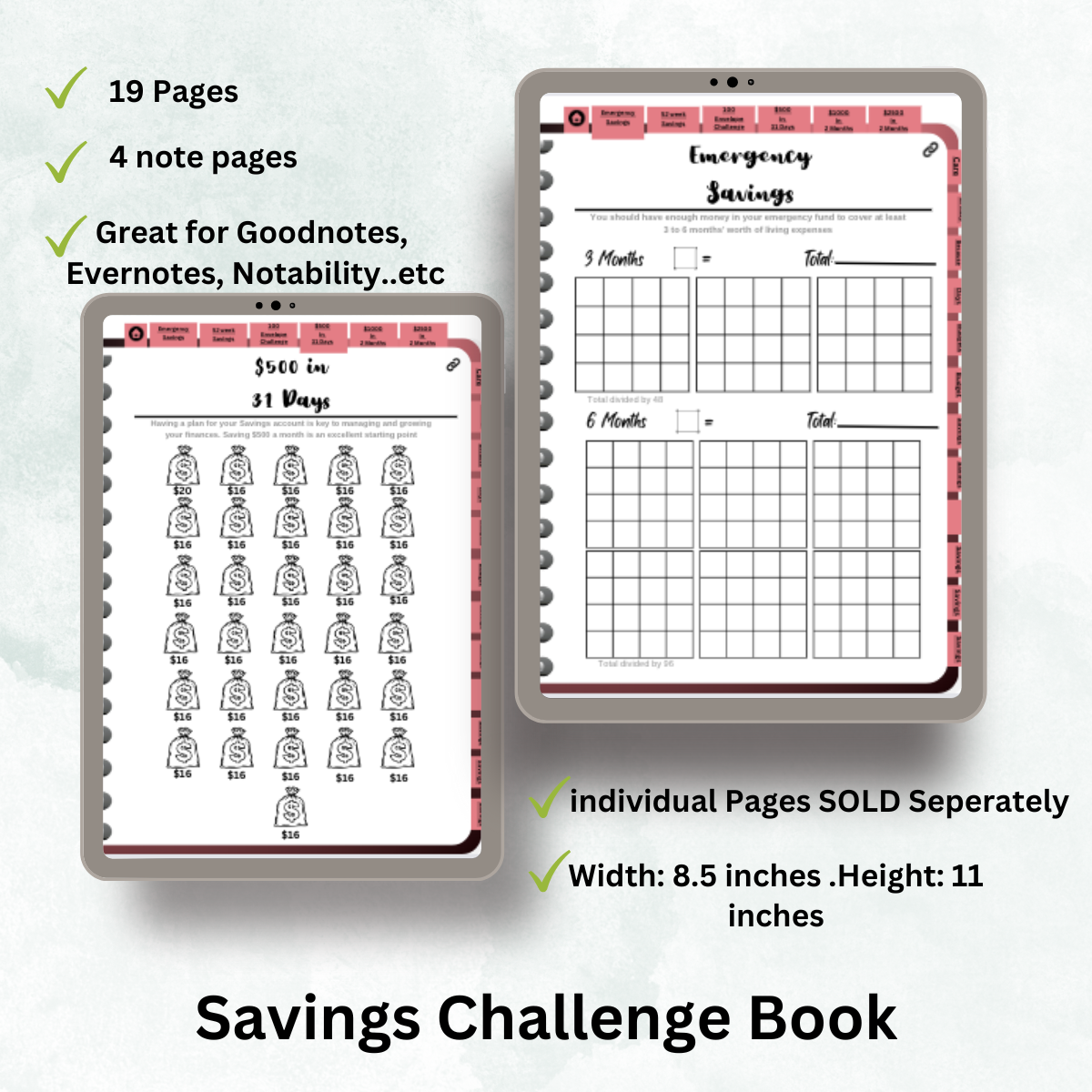 Digital Savings Challenge Book | Savings Tracker