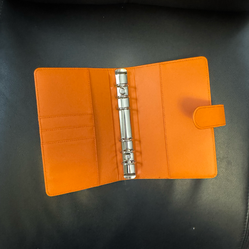 Leather Notebook Binder 6 Ring Binder for A6 Magnetic Buckle Closure